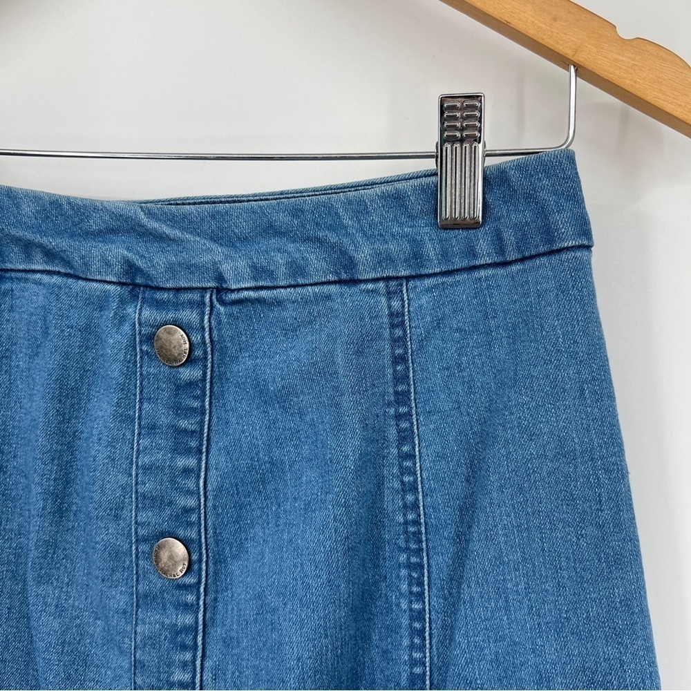 Rachel Rachel Roy Medium Blue Wash Button Placket A-Line Mini Denim Jean Skirt - Picture 12 of 13